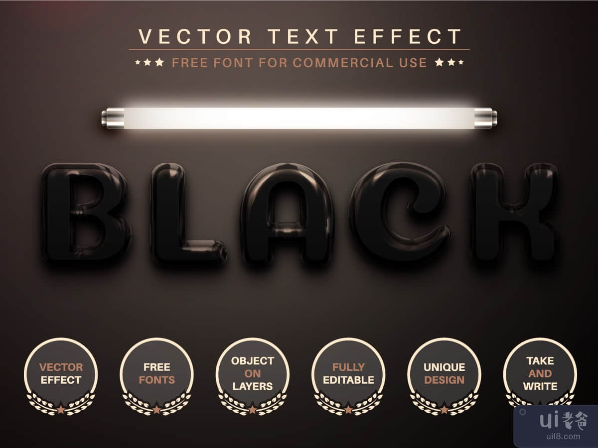 Black Light - Editable Text Effect, Font Style