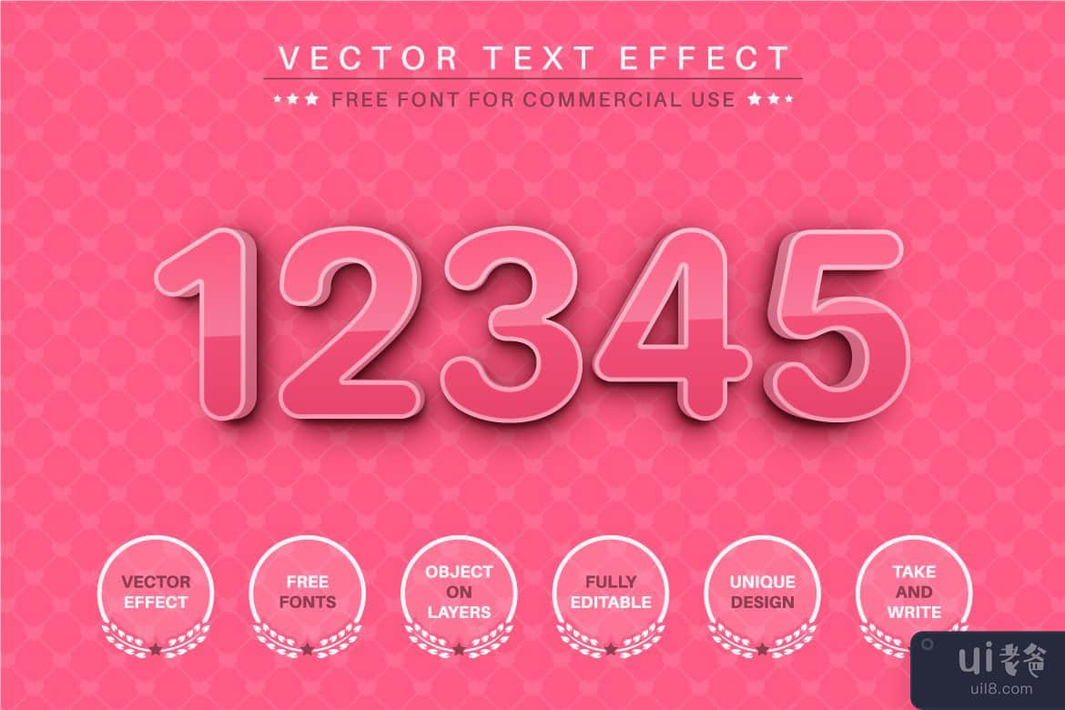 3D 粉色 - 可编辑文本效果，字体样式(3D Pink - Editable Text Effect, Font Style)插图6
