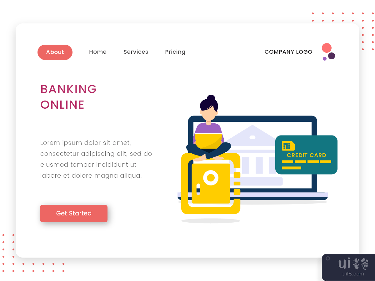Banking Online flat design for Landing page