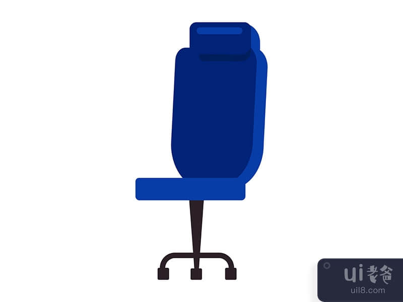 Blue office chair semi flat color vector object