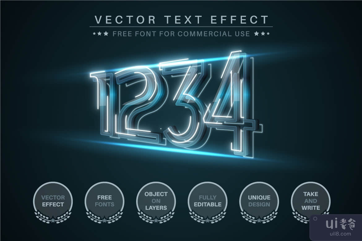 Blue Flash - 可编辑的文本效果，字体样式(Blue Flash - Editable Text Effect, Font Style)插图5