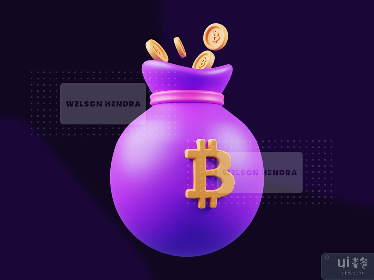 Bitcoin bag - Cryptocurrency 3D Illustration Pack
