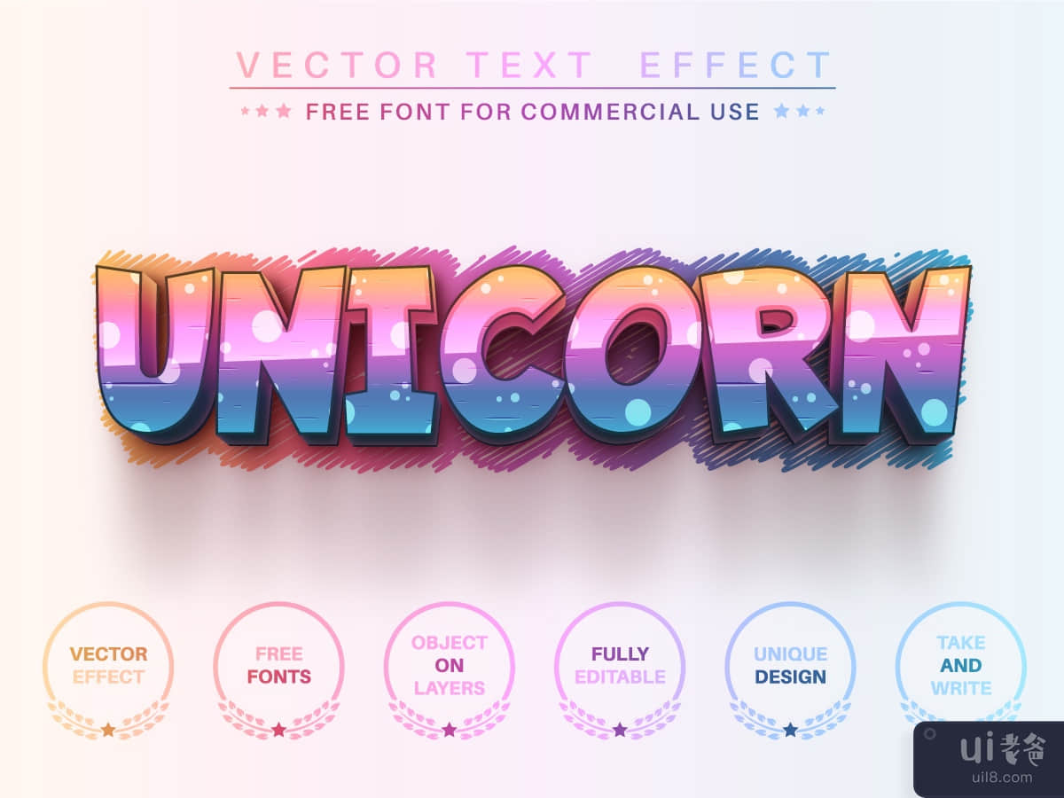 3D Unicorn - Editable Text Effect, Font Style