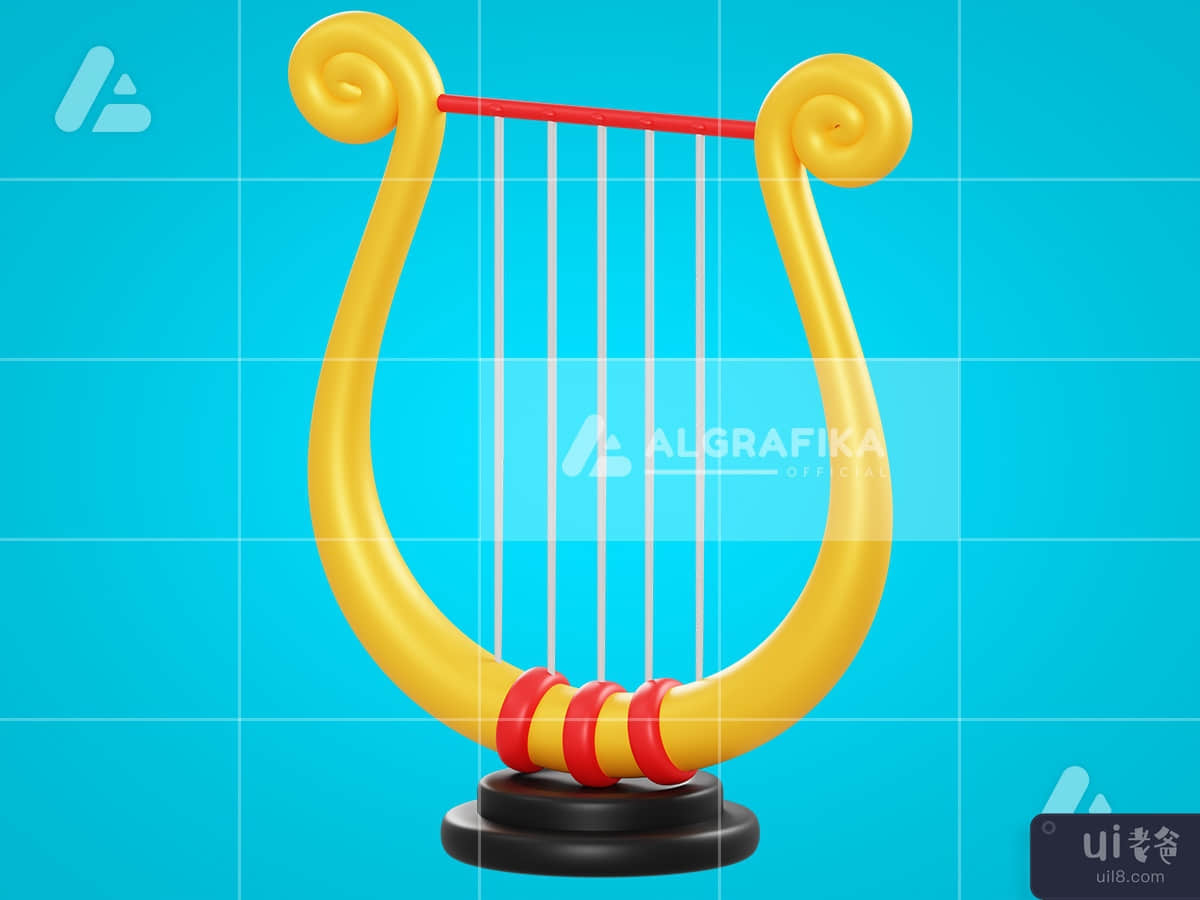 3d illustration harp object