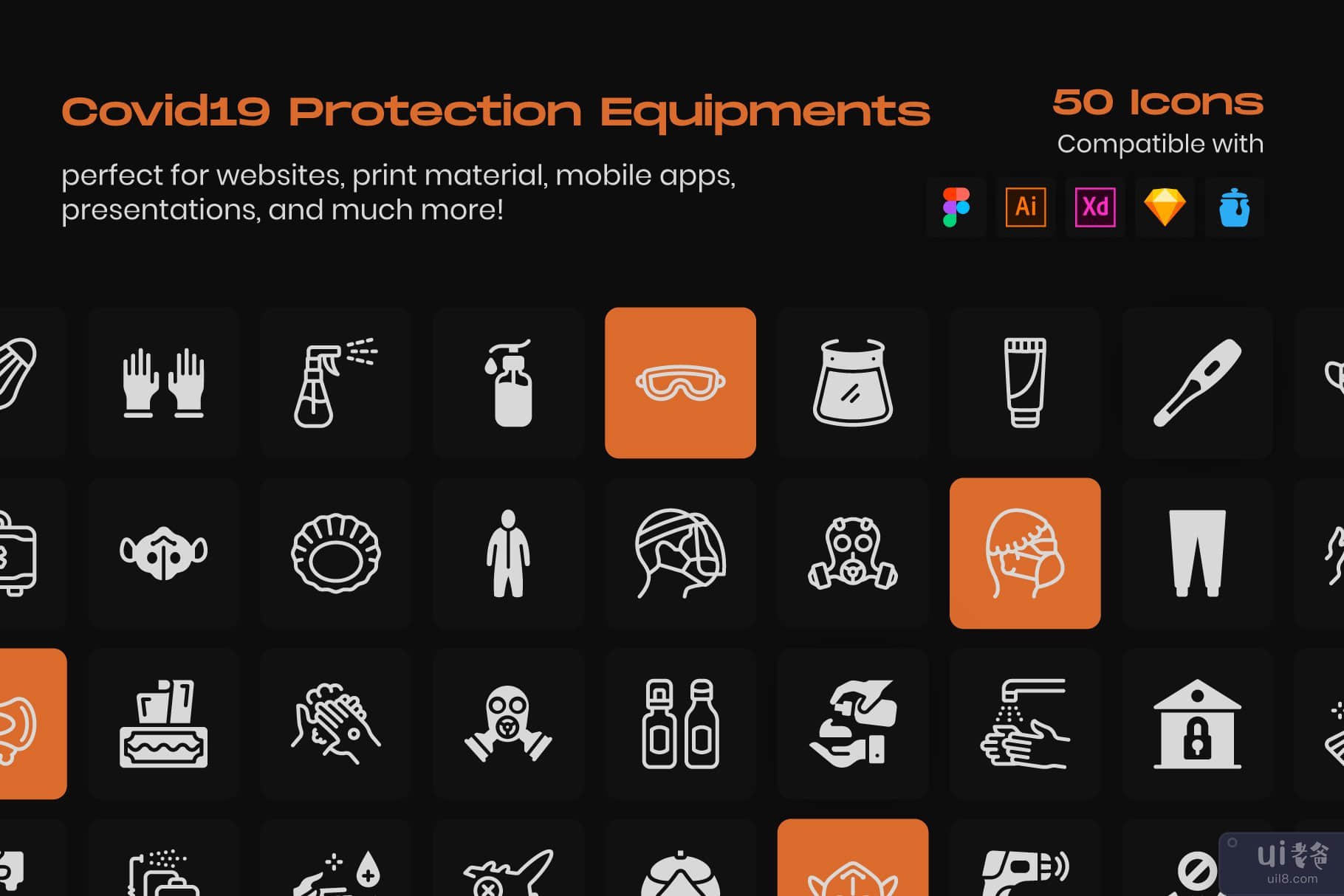 Covid 预防设备线性图标(Covid Prevention Equipments Linear Icons)插图9