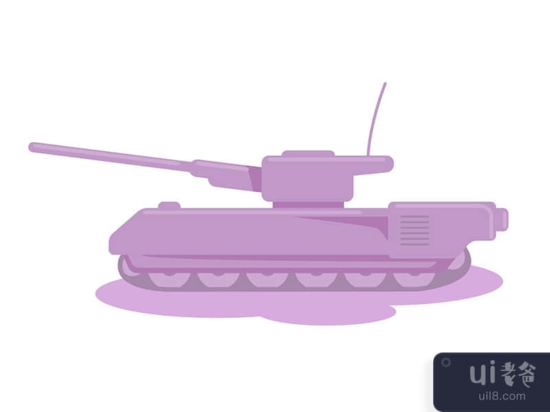 Battle tank semi flat color vector object
