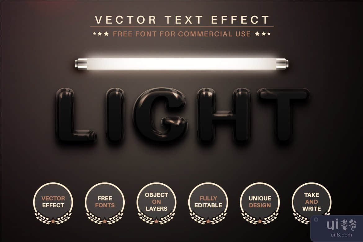 Black Light - 可编辑的文字效果，字体样式(Black Light - Editable Text Effect, Font Style)插图2
