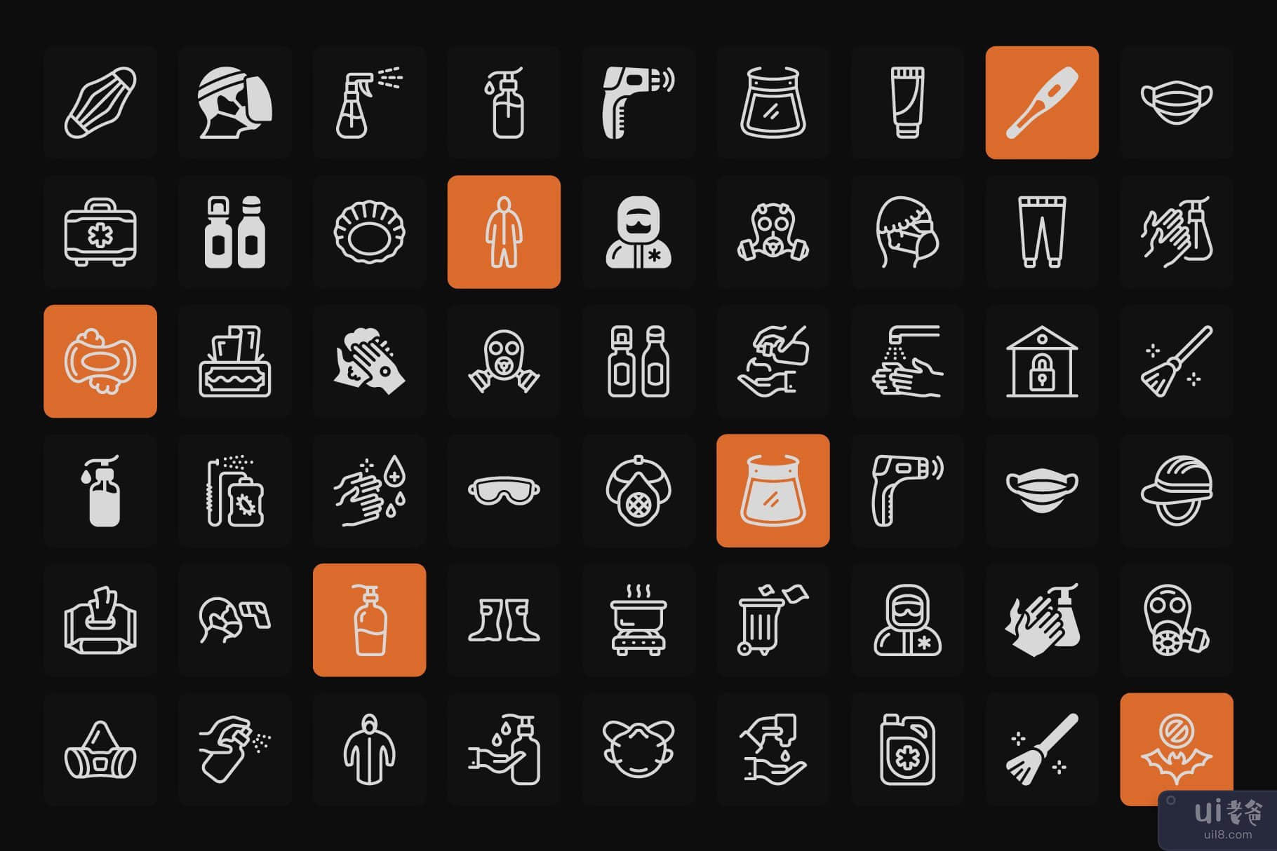 Covid 预防设备线性图标(Covid Prevention Equipments Linear Icons)插图4