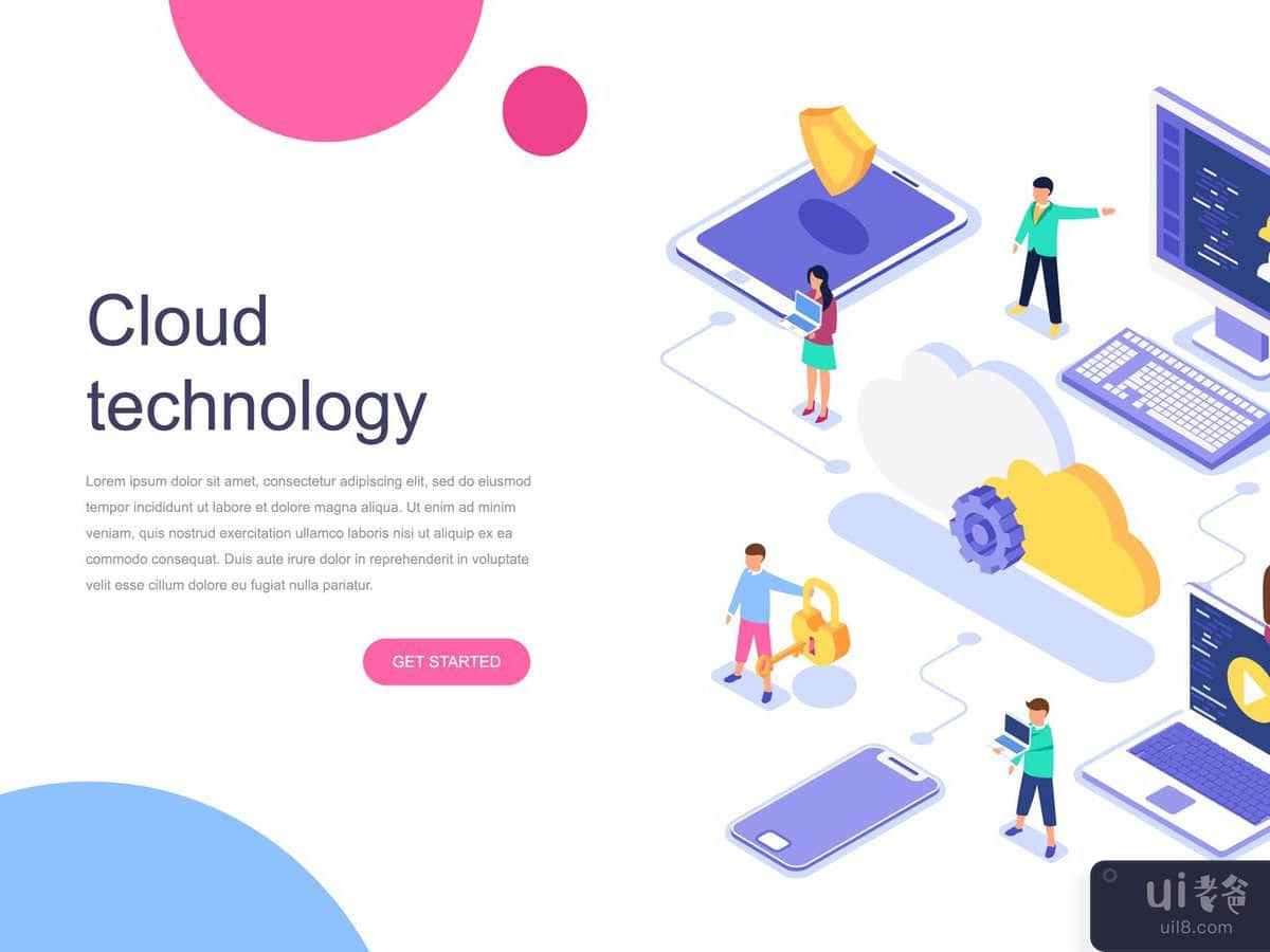 Cloud Technology Isometric Concept