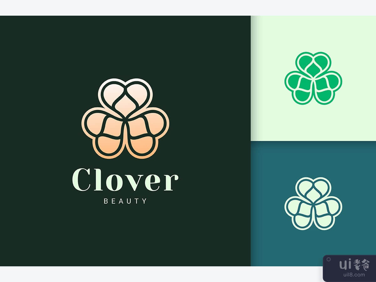 Clover Leaf Logo in Luxury Gold Color