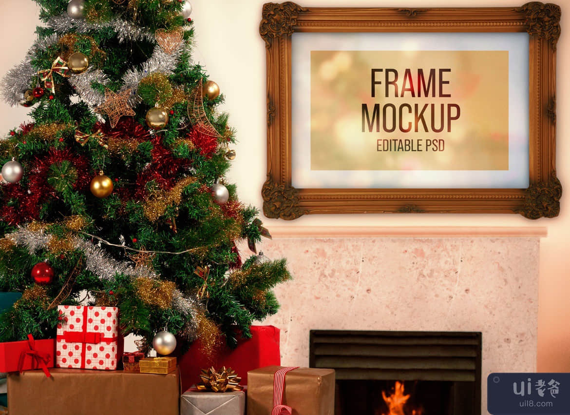 圣诞相框和设备样机集(Christmas Picture Frame and Device Mockup Set)插图3