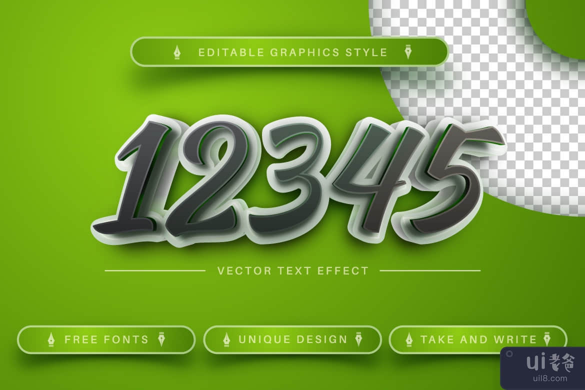 3D 绿色 - 可编辑文本效果，字体样式(3D Green - Editable Text Effect, Font Style)插图3