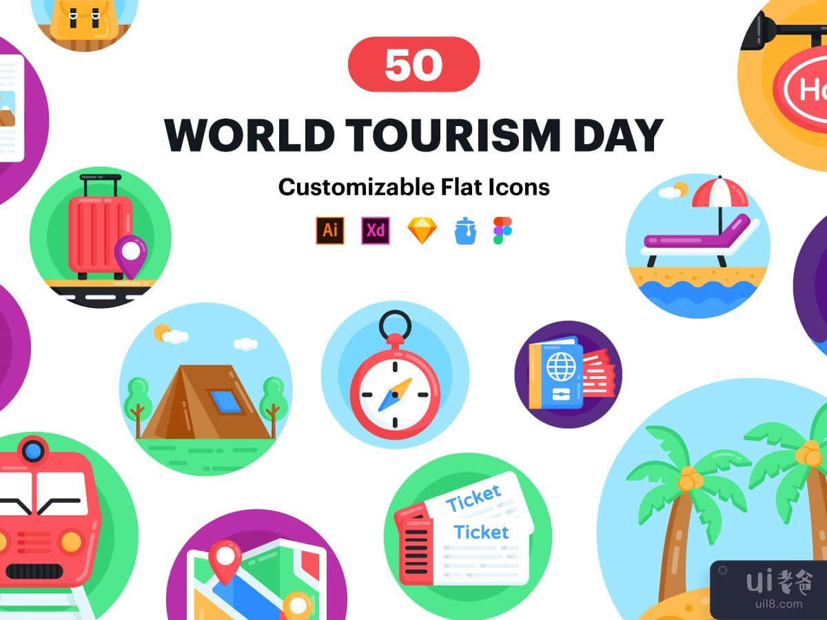 50 World Tourism day Icons 