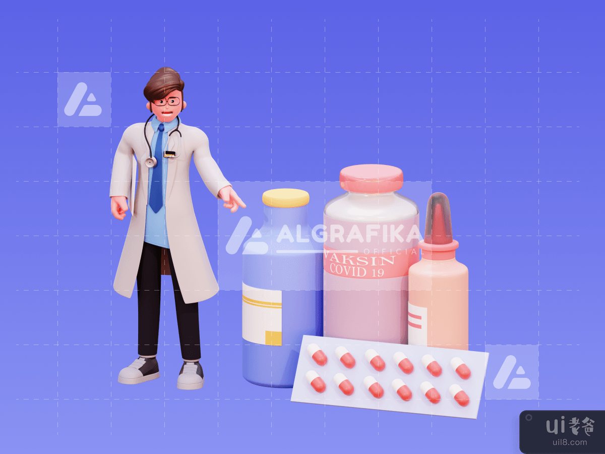 3D Character Male Doctor Illustration