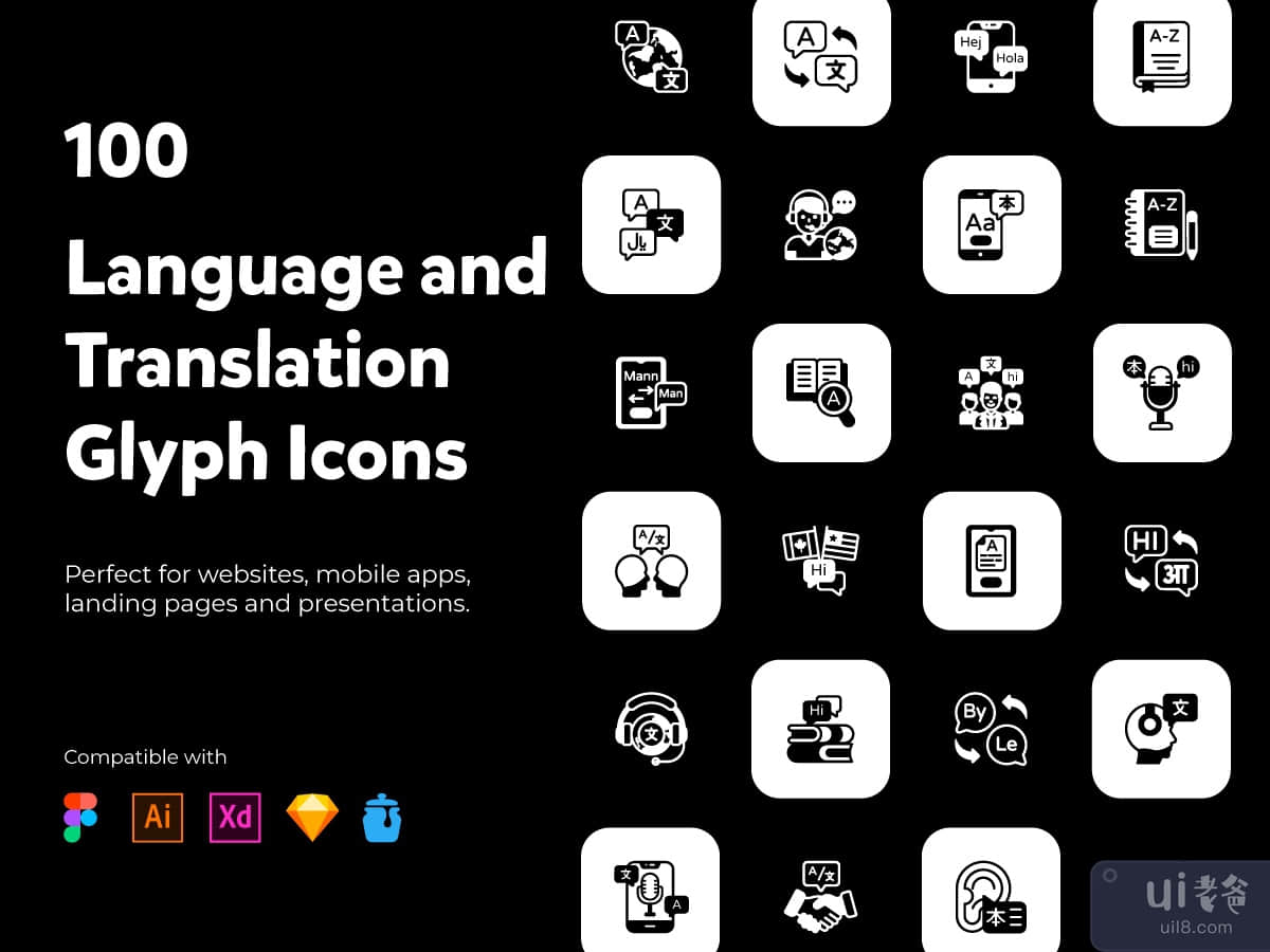 100 Language and Translation Icons