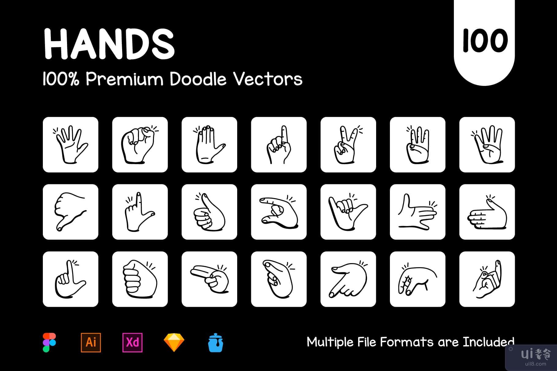 涂鸦手语图标的集合(Collection of Doodle Sign Language Icons)插图7