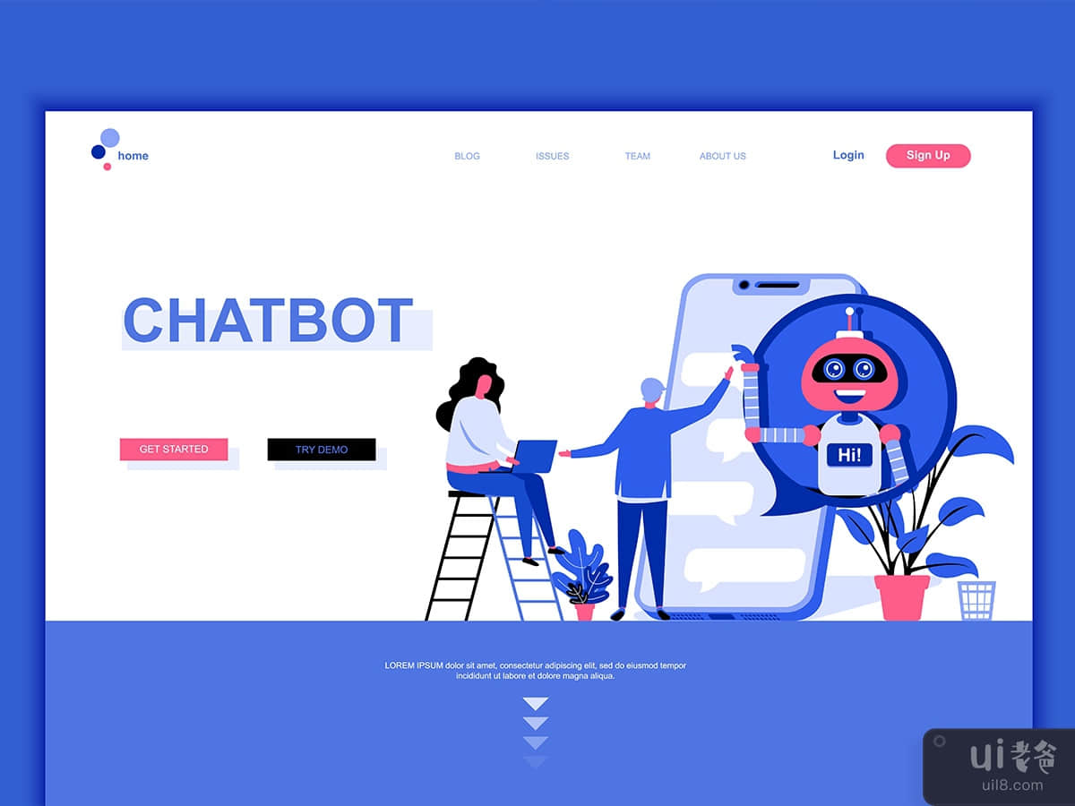 Chat Bot Flat Landing Page Template