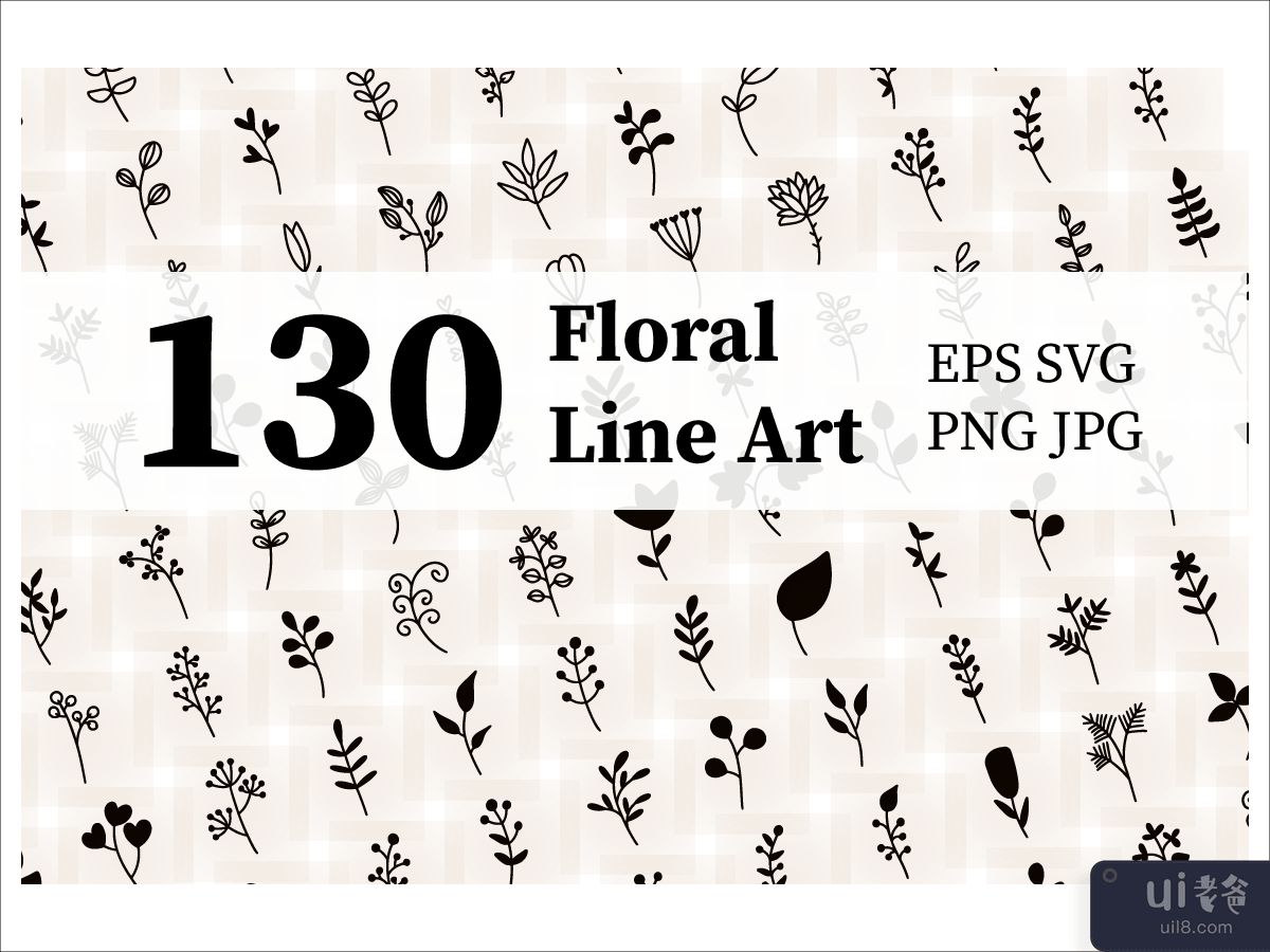 130 Floral Line Art