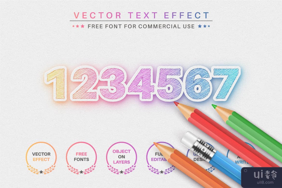 彩色铅笔 - 可编辑的文字效果，字体样式(Color Pencil - Editable Text Effect, Font Style)插图2