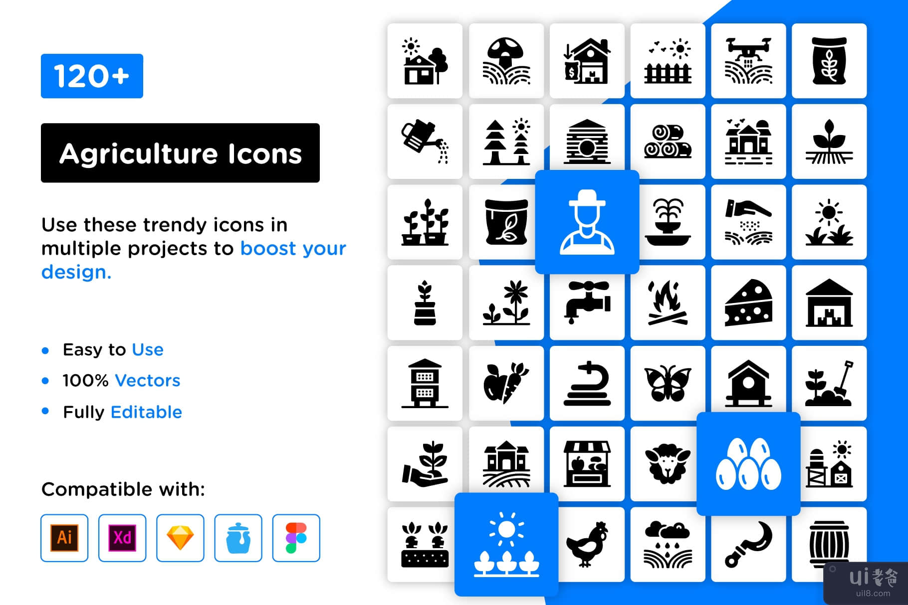 129 个农业字形图标(129 Agriculture Glyph Icons)插图9