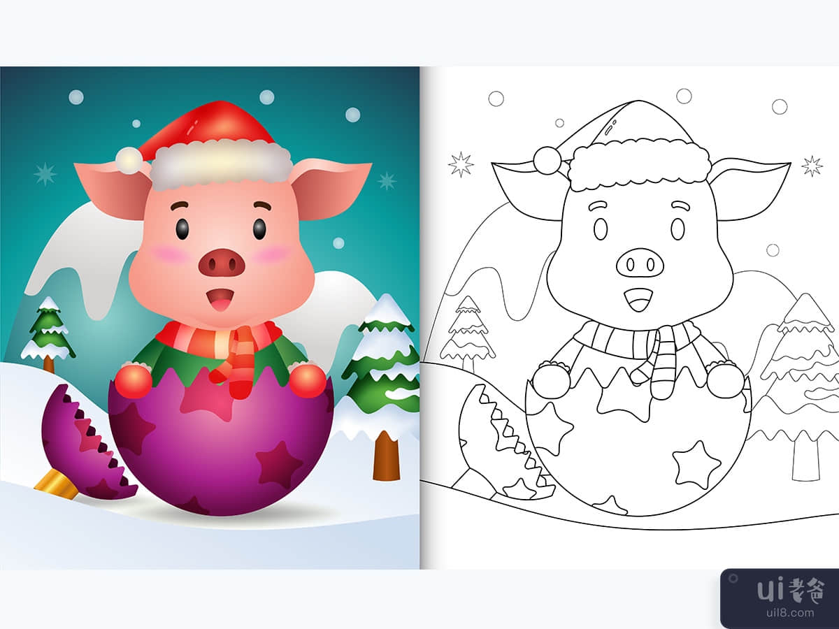 coloring book for kids with a cute pig