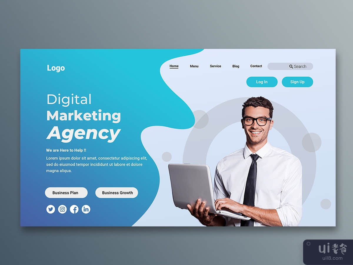 Corporate website landing page creative banner template 