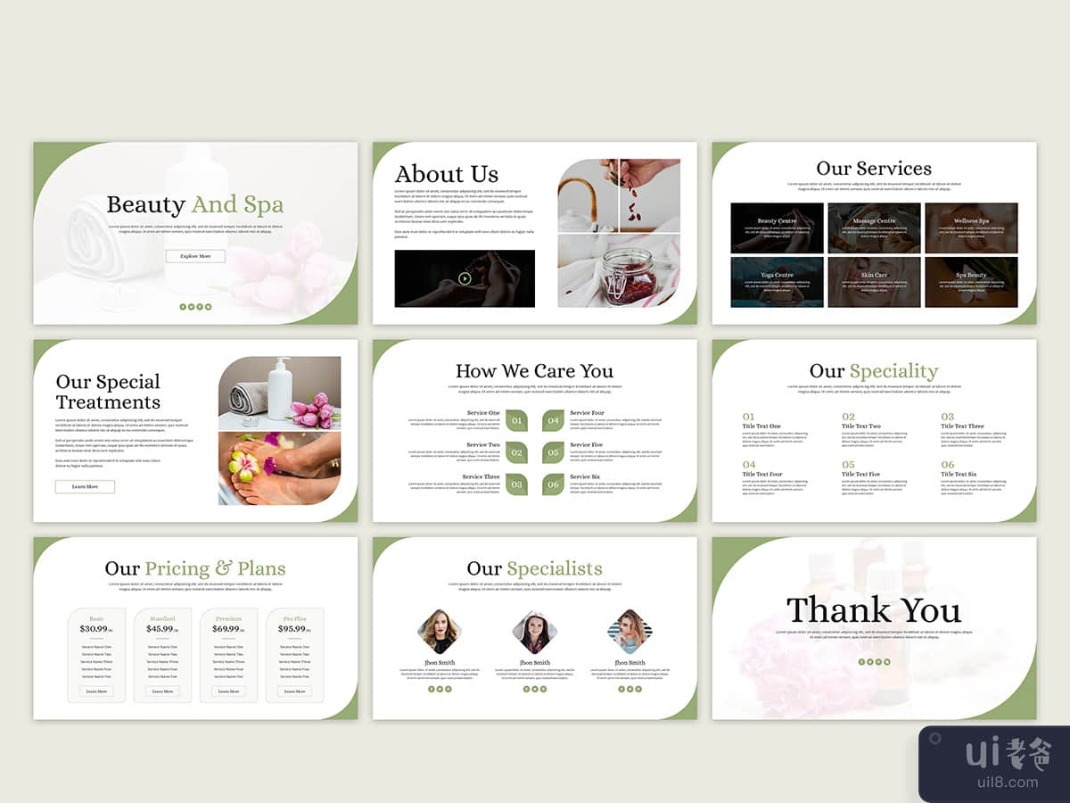 Beauty and spa minimal presentation slide template