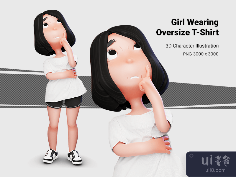 3D girl oversize