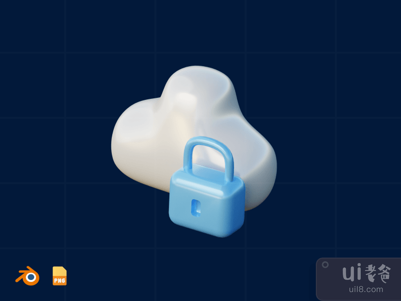 Cloud Security - 3D Internet Security Illustration