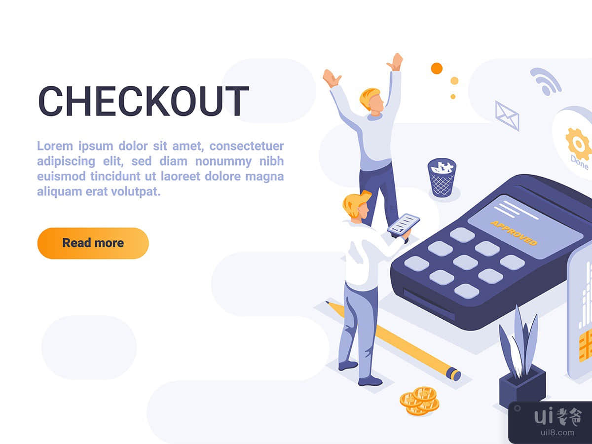 Checkout Isometric Header Flat Concept