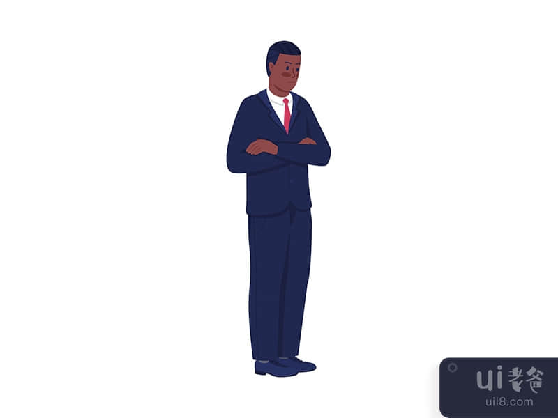 Boss with crossed arms semi flat color vector character