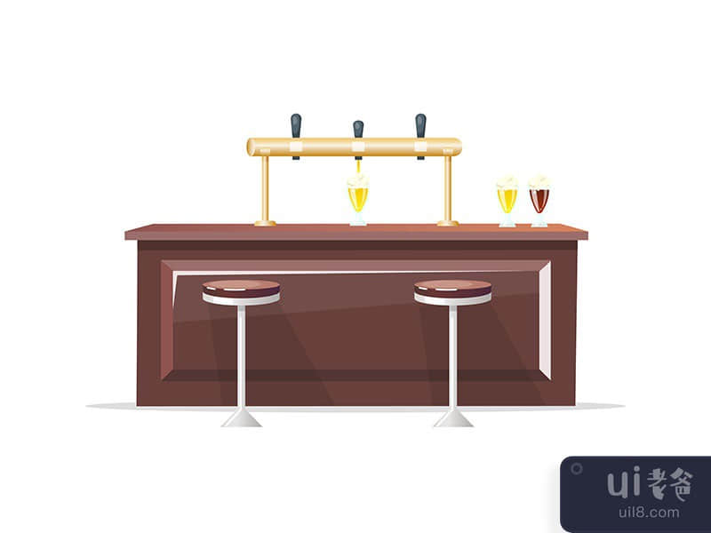 Bar counter flat color vector object