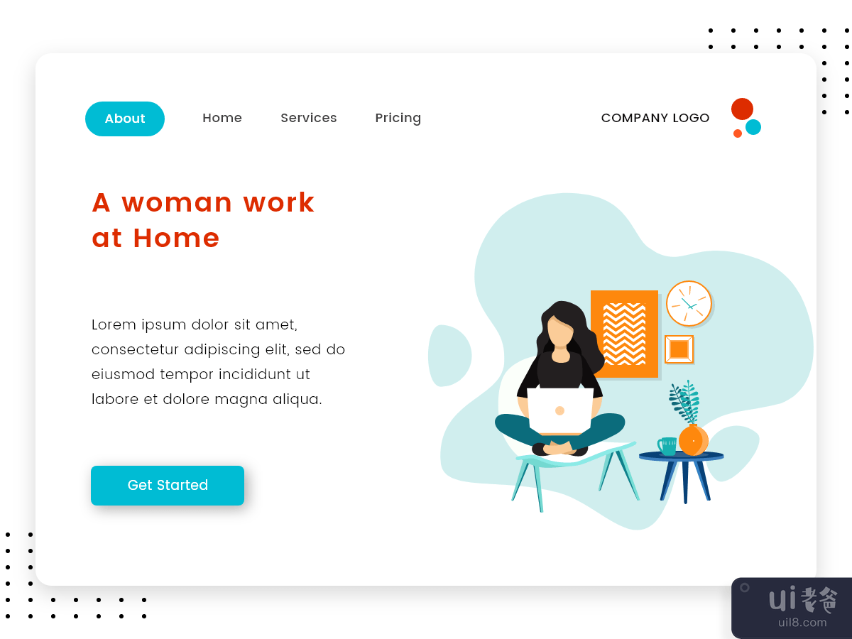 A woman work at Home illustration
