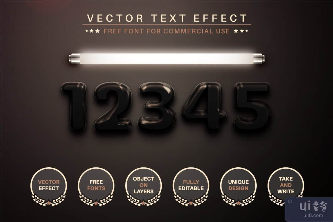 Black Light - 可编辑的文字效果，字体样式(Black Light - Editable Text Effect, Font Style)插图5