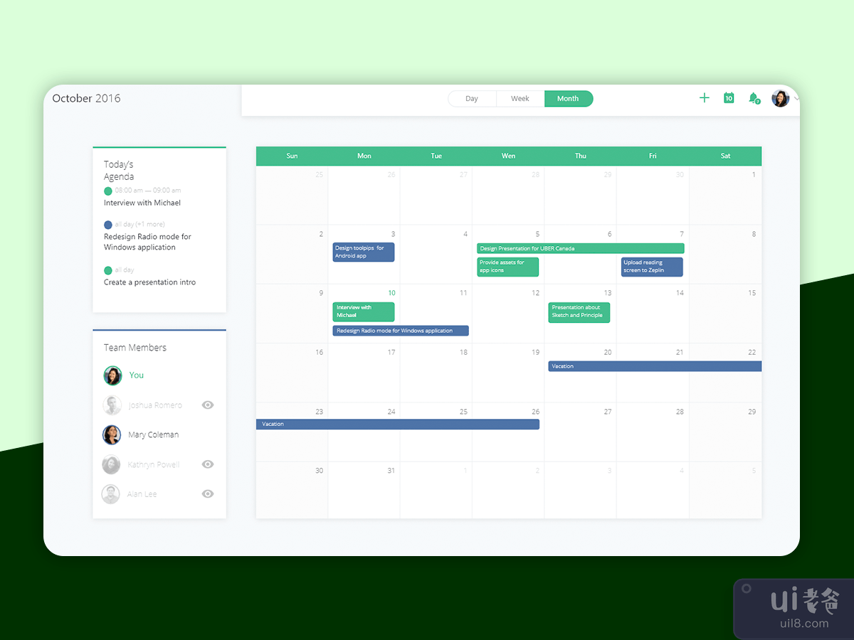 Calendar Dashboard App UI Kit
