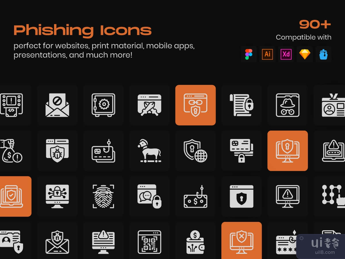 91 Phishing line Icons Pack