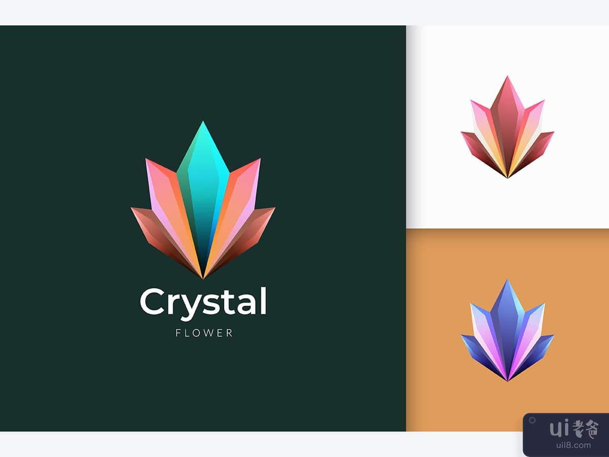Crystal or Gem Logo With Shiny Colorful