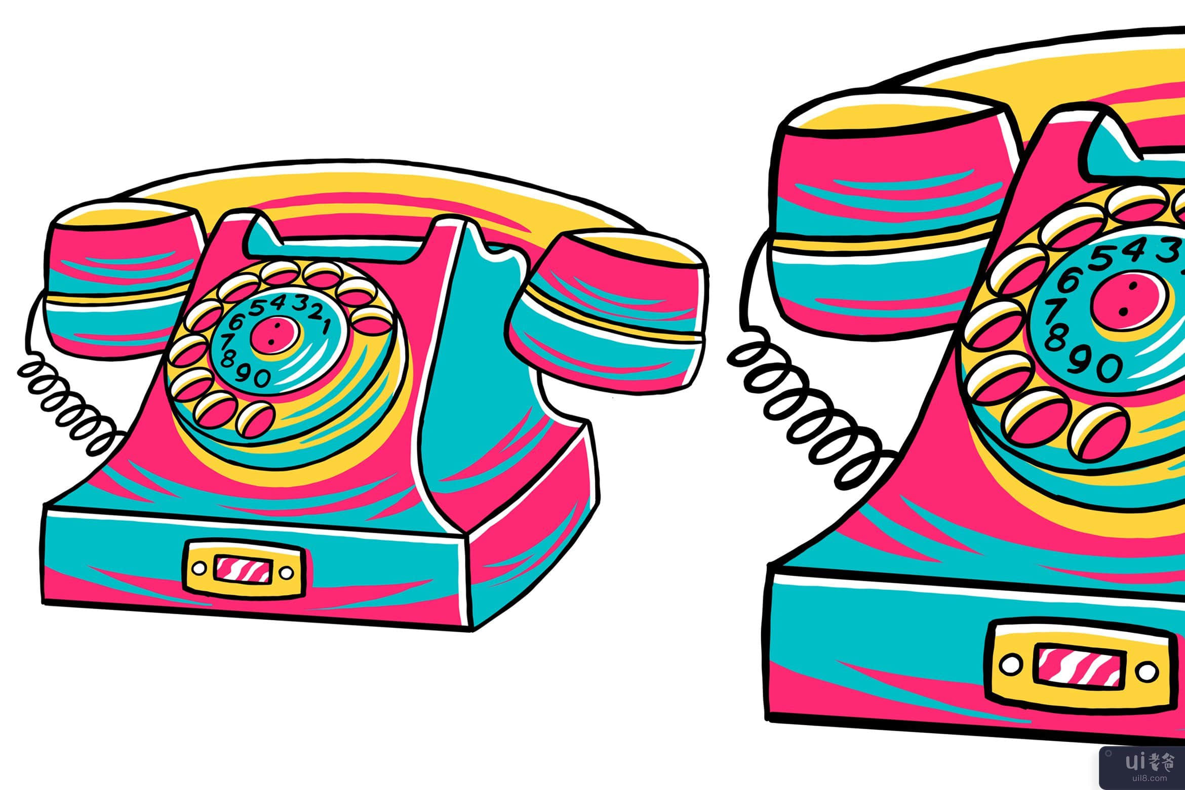 90 年代的氛围-电话矢量图(90's Vibe - Telephone Vector Illustration)插图2
