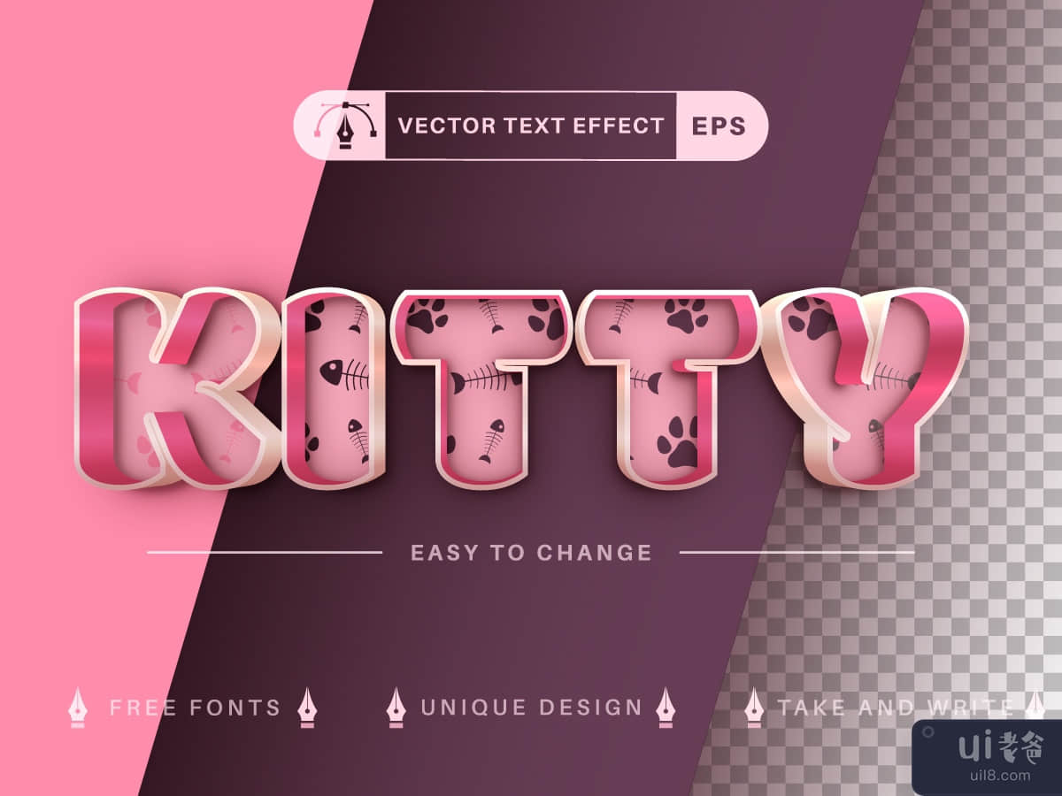 Cat Double Color Editable Text Effect, Font Style