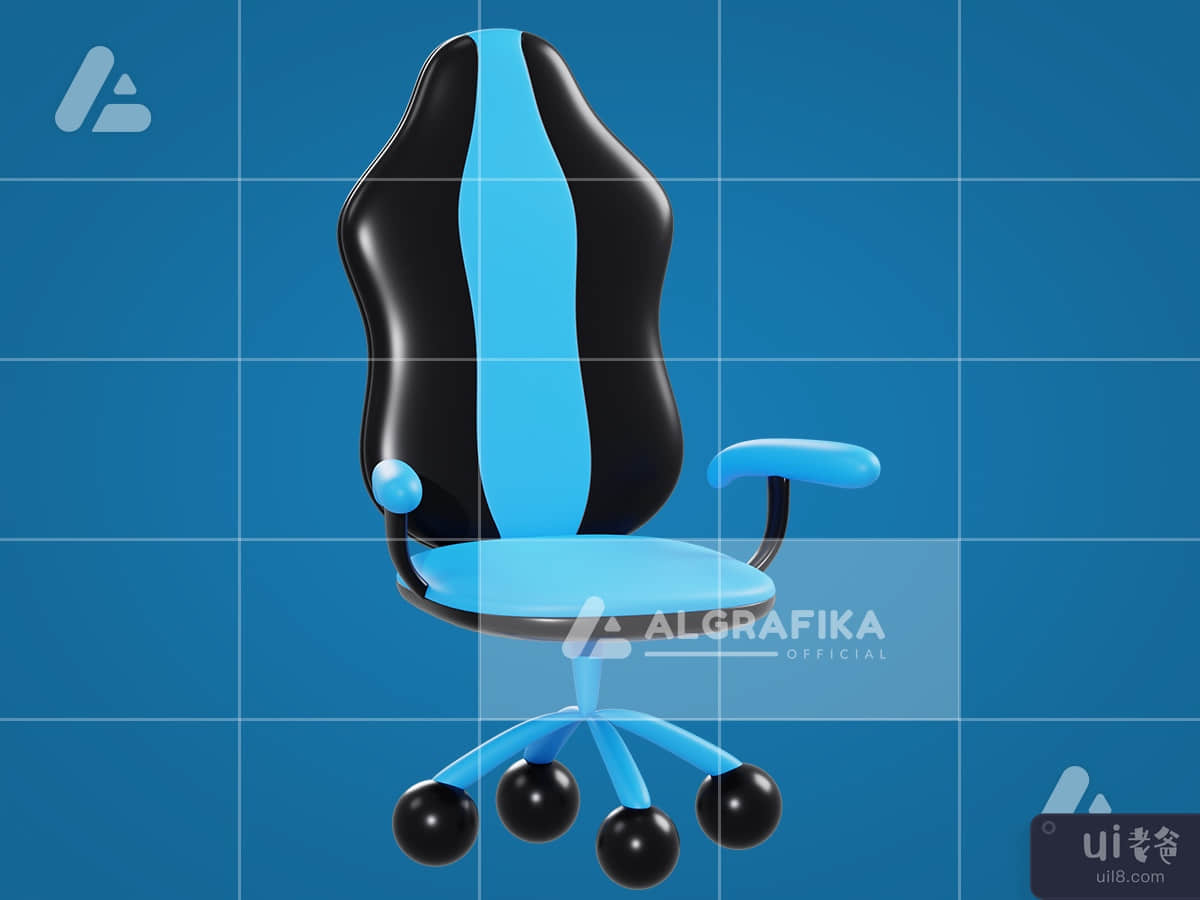3d gaming chair object with transparent background