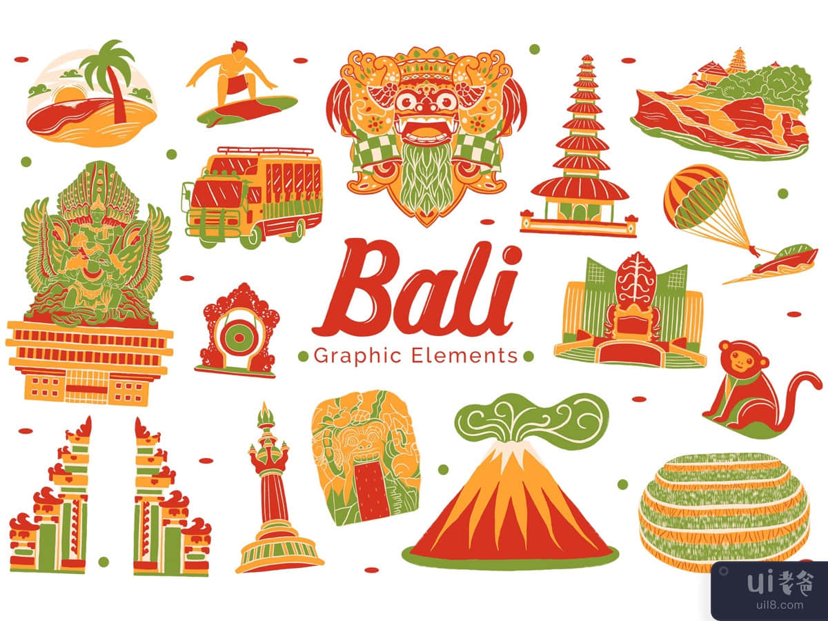 Bali Landmark Graphic Elements