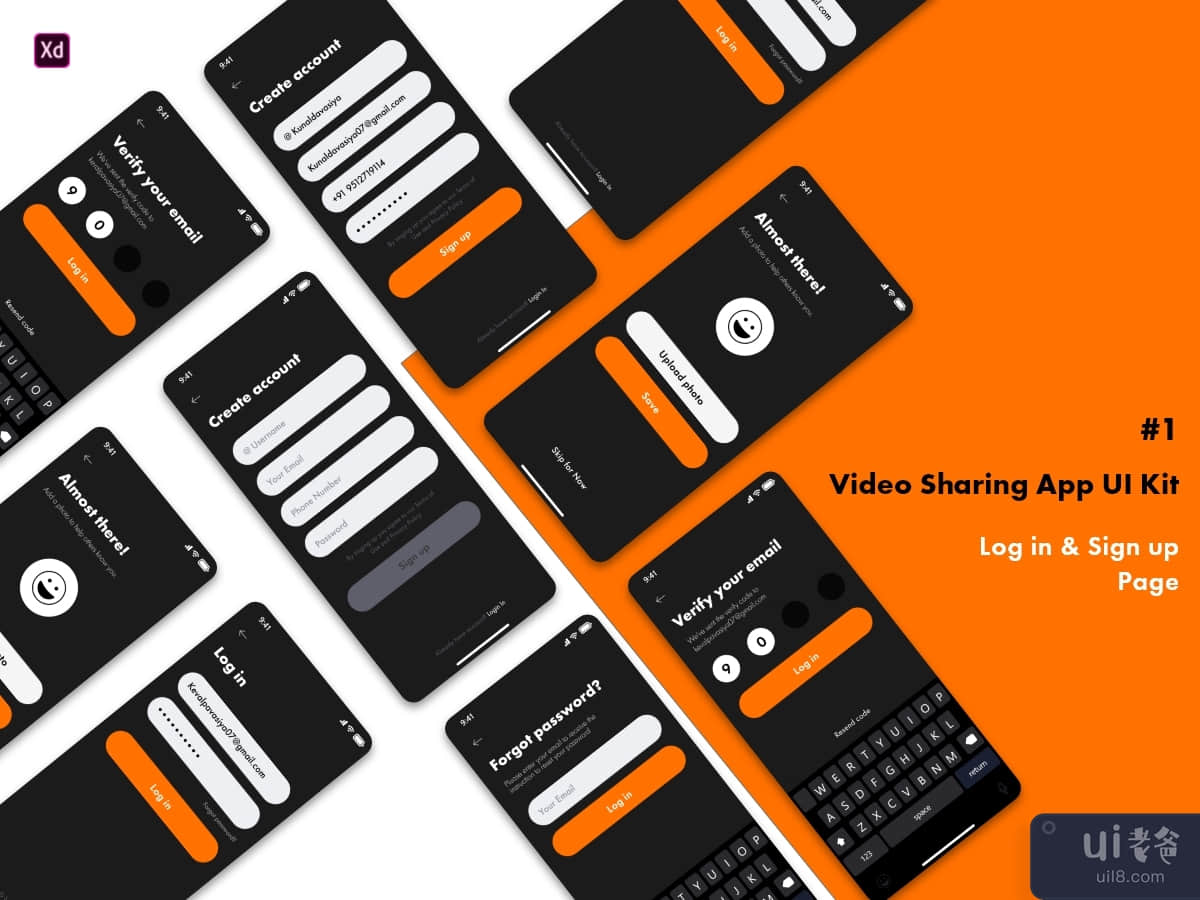 #1 - Video Sharing App UI Kit (Log in & Sign up Page)