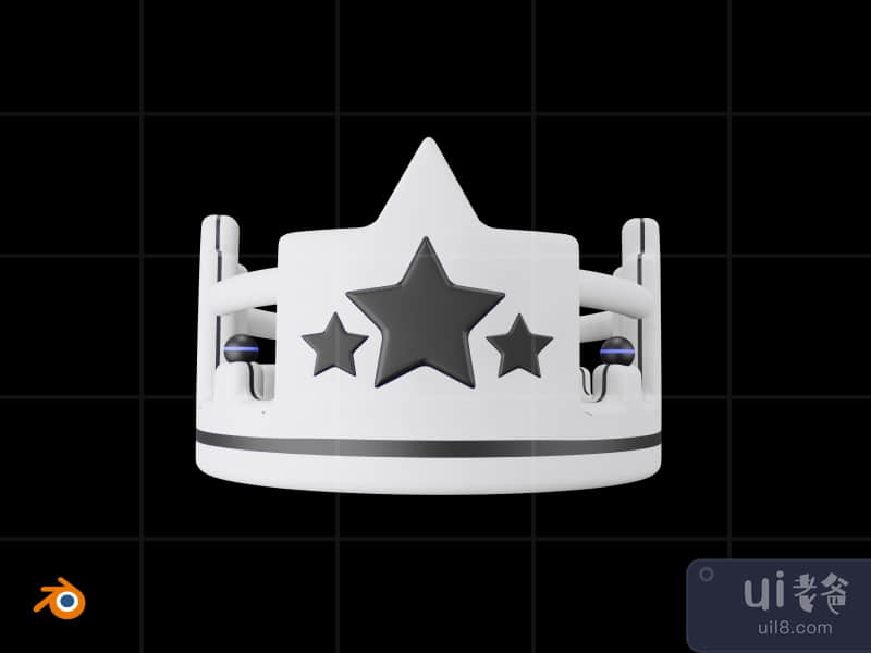 Crown - 3D Futuristic game item (front)