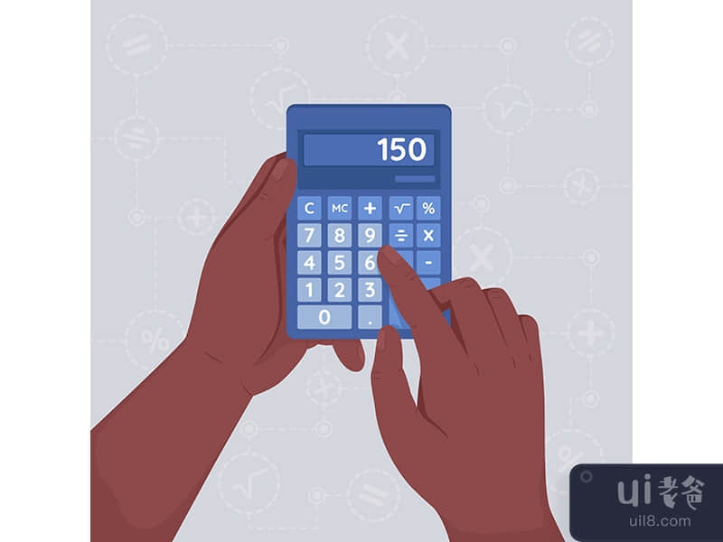 Calculating expenses flat color vector illustration