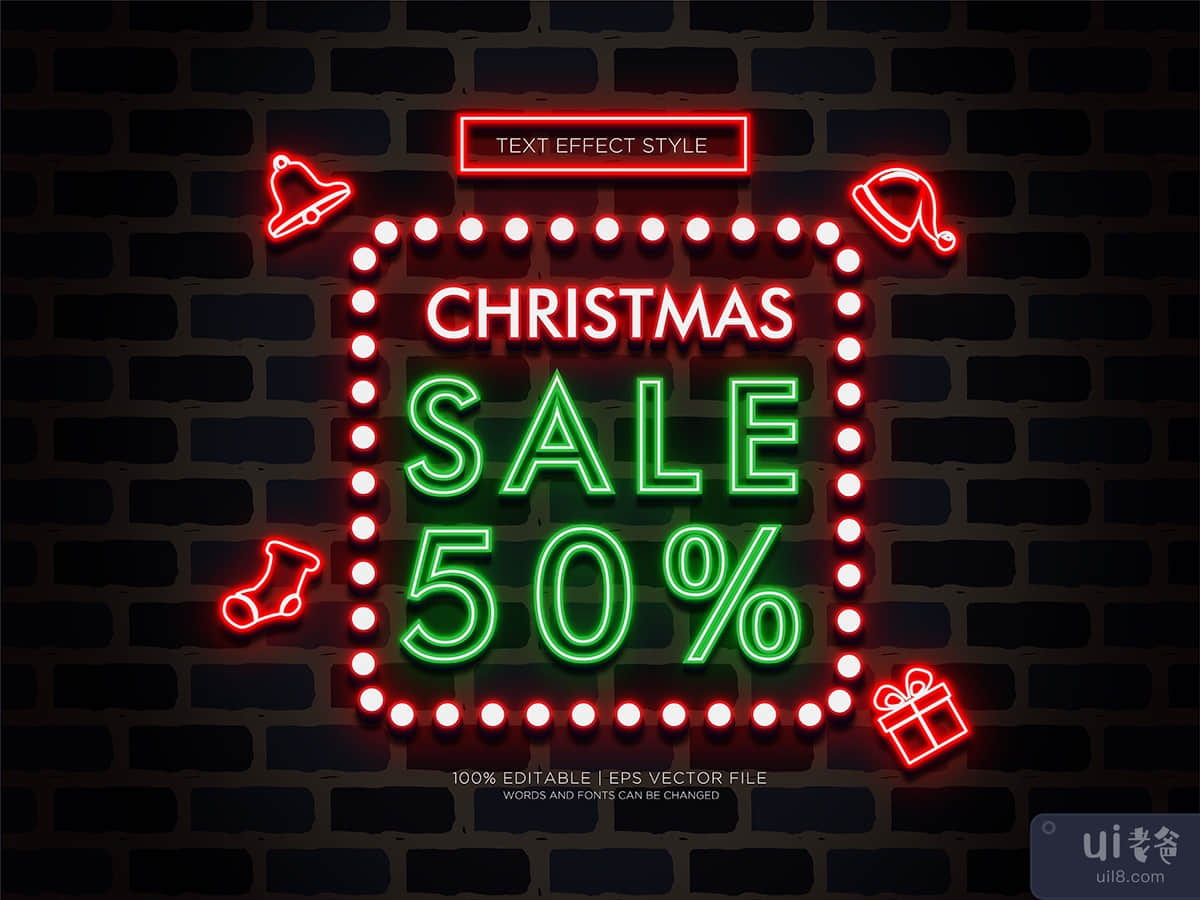 CHRISTMAS SALE NEON TEXT EFFECTS