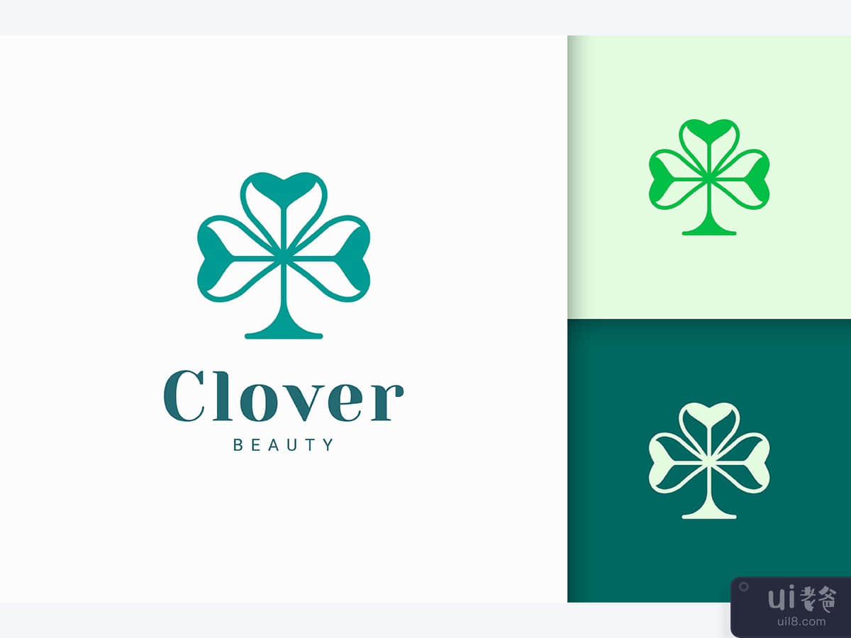 Clover Logo With Simple Love Shape