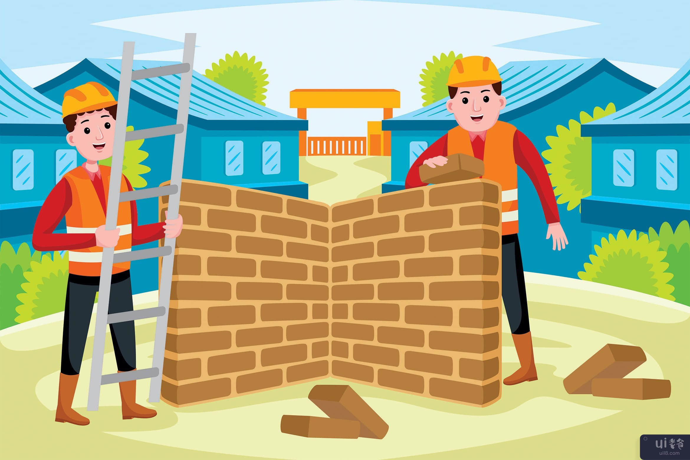 建设者职业矢量图(Builders Profession Vector Illustration)插图2