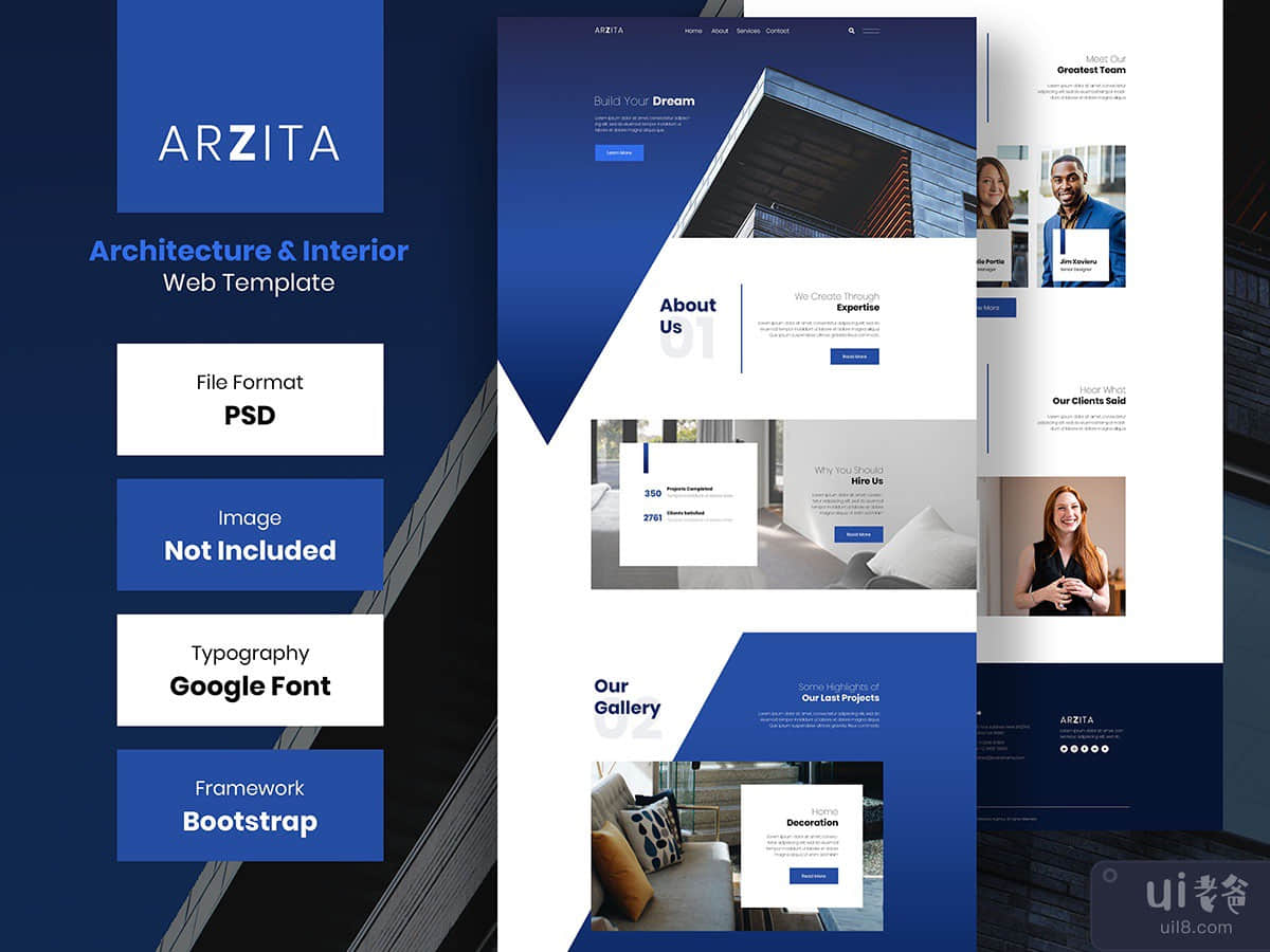 ARZITA - Architecture & Interior Web Landing Page Psd Template