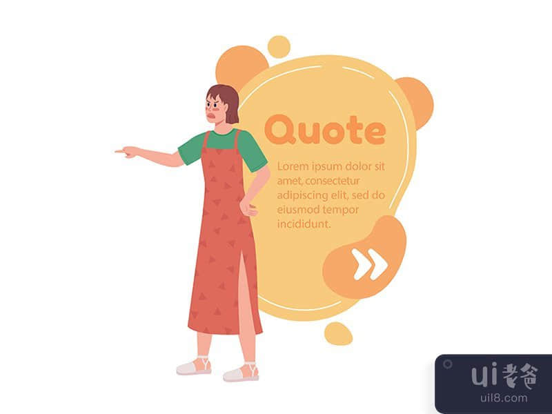Angry woman quote textbox with flat character