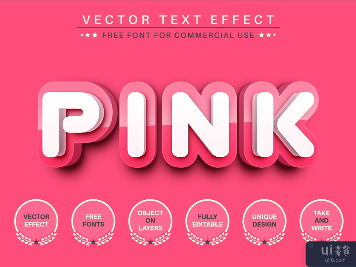3D Pink - Editable Text Effect, Font Style